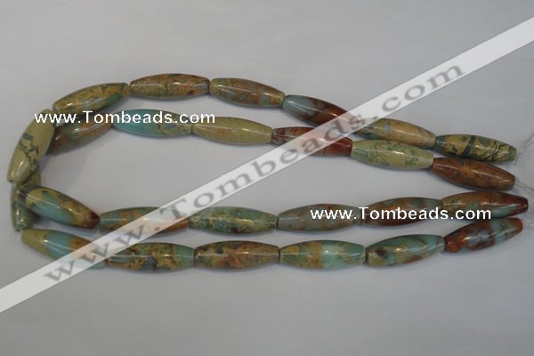 CNS204 15.5 inches 10*30mm rice natural serpentine jasper beads