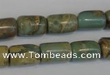 CNS205 15.5 inches 10*14mm drum natural serpentine jasper beads