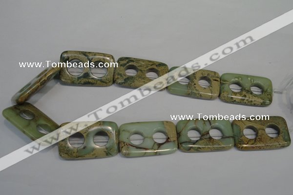 CNS227 15.5 inches 25*40mm carved rectangle natural serpentine jasper beads