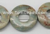 CNS23 16 inches 30mm flat round natural serpentine jasper beads