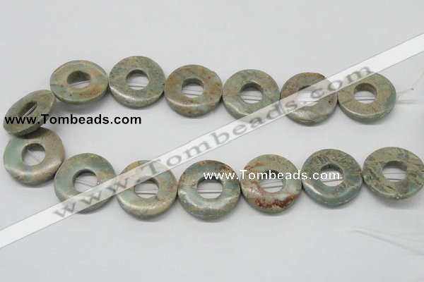 CNS23 16 inches 30mm flat round natural serpentine jasper beads