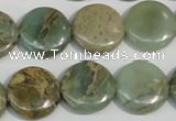 CNS231 15.5 inches 16mm flat round natural serpentine jasper beads