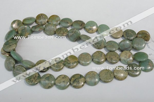 CNS232 15.5 inches 18mm flat round natural serpentine jasper beads