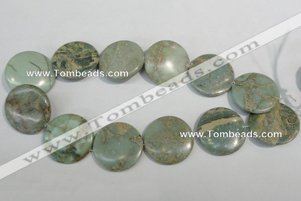 CNS236 15.5 inches 35mm flat round natural serpentine jasper beads