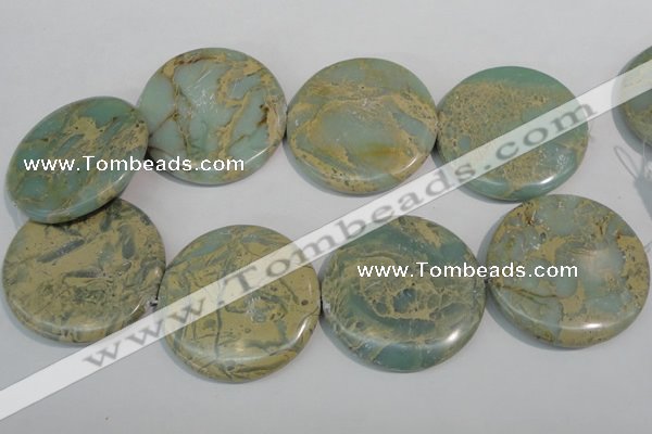 CNS238 15.5 inches 50mm flat round natural serpentine jasper beads