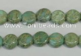 CNS280 15.5 inches 10mm flat round natural serpentine jasper beads