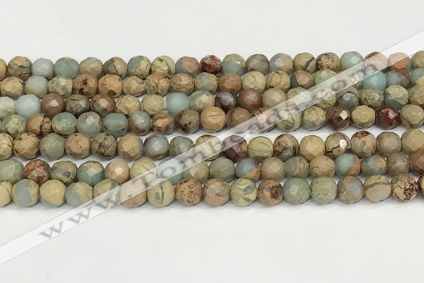 CNS341 15.5 inches 6mm faceted round serpentine jasper beads