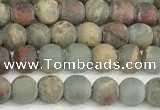 CNS344 15.5 inches 4mm round matte serpentine jasper beads