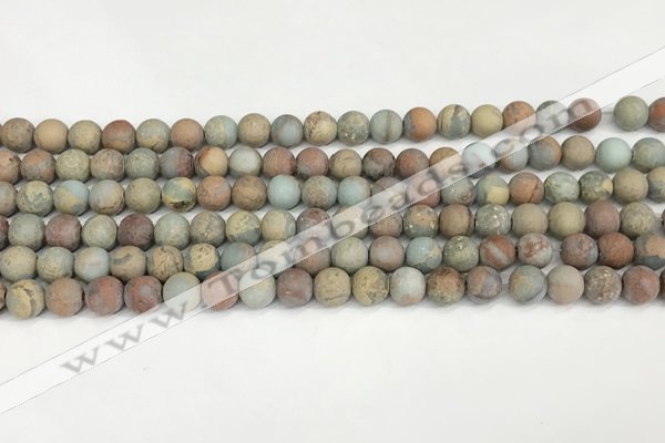 CNS346 15.5 inches 8mm round matte serpentine jasper beads