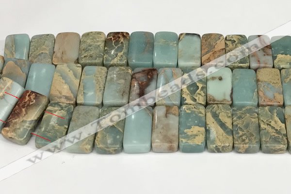 CNS353 7.5 inches 10*20mm rectangle double drilled serpentine jasper beads