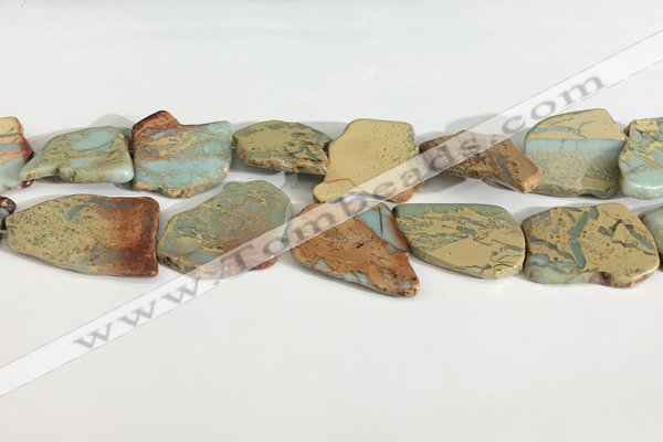 CNS359 25*35mm - 35*45mm freefrom serpentine jasper slab beads