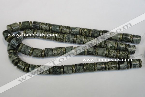 CNS418 15.5 inches 4*14mm rondelle & 12*14mm tube serpentine jasper beads