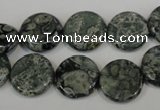 CNS420 15.5 inches 14mm flat round natural serpentine jasper beads