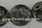 CNS425 15.5 inches 30mm flat round natural serpentine jasper beads