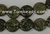 CNS520 15.5 inches 14mm flat round natural serpentine jasper beads