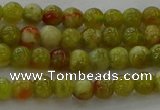 CNS600 15.5 inches 4mm round green dragon serpentine jasper beads