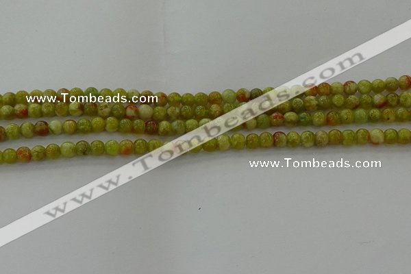 CNS600 15.5 inches 4mm round green dragon serpentine jasper beads