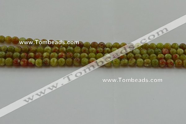 CNS601 15.5 inches 6mm round green dragon serpentine jasper beads