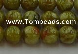 CNS603 15.5 inches 10mm round green dragon serpentine jasper beads