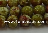 CNS604 15.5 inches 12mm round green dragon serpentine jasper beads