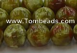 CNS605 15.5 inches 14mm round green dragon serpentine jasper beads