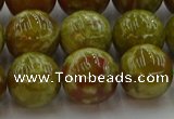 CNS606 15.5 inches 16mm round green dragon serpentine jasper beads