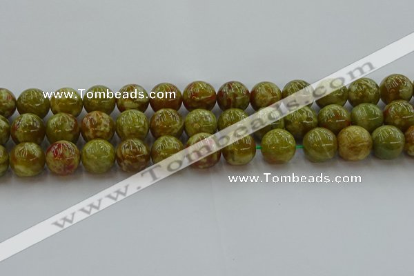 CNS606 15.5 inches 16mm round green dragon serpentine jasper beads