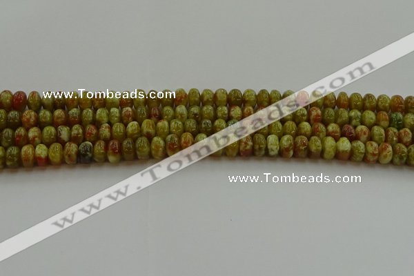 CNS611 15.5 inches 5*8mm rondelle green dragon serpentine jasper beads