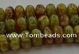 CNS612 15.5 inches 6*10mm rondelle green dragon serpentine jasper beads