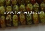 CNS613 15.5 inches 7*12mm rondelle green dragon serpentine jasper beads