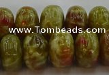 CNS615 15.5 inches 10*16mm rondelle green dragon serpentine jasper beads