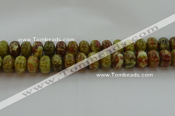 CNS616 15.5 inches 12*18mm rondelle green dragon serpentine jasper beads