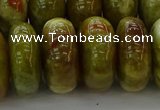 CNS617 15.5 inches 10*20mm rondelle green dragon serpentine jasper beads