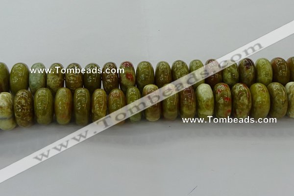 CNS617 15.5 inches 10*20mm rondelle green dragon serpentine jasper beads