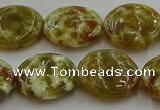 CNS625 15.5 inches 18mm flat round green dragon serpentine jasper beads