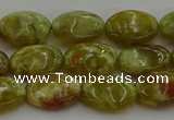 CNS631 15.5 inches 10*14mm oval green dragon serpentine jasper beads