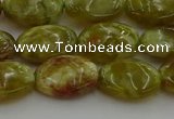 CNS632 15.5 inches 12*16mm oval green dragon serpentine jasper beads