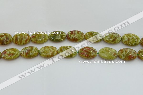 CNS634 15.5 inches 15*20mm oval green dragon serpentine jasper beads