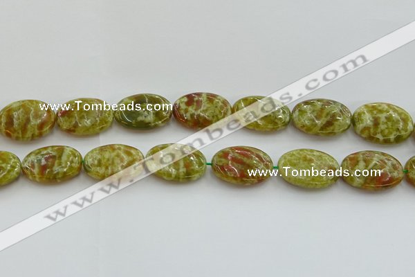 CNS635 15.5 inches 18*25mm oval green dragon serpentine jasper beads