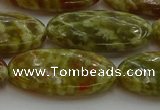 CNS636 15.5 inches 15*30mm oval green dragon serpentine jasper beads