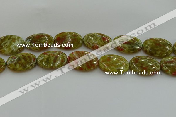 CNS637 15.5 inches 22*30mm oval green dragon serpentine jasper beads