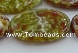 CNS638 15.5 inches 30*40mm oval green dragon serpentine jasper beads