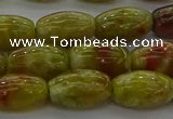 CNS641 15.5 inches 7*12mm rice green dragon serpentine jasper beads