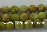 CNS650 15.5 inches 6mm round matte green dragon serpentine jasper beads