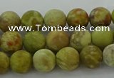 CNS651 15.5 inches 8mm round matte green dragon serpentine jasper beads