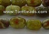 CNS661 15.5 inches 8*12mm drum green dragon serpentine jasper beads