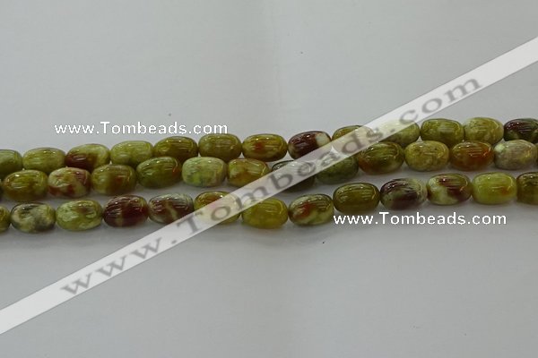 CNS661 15.5 inches 8*12mm drum green dragon serpentine jasper beads