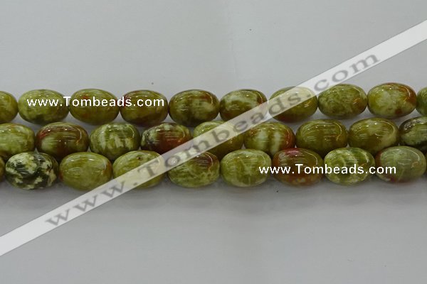 CNS665 15.5 inches 15*20mm drum green dragon serpentine jasper beads