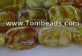 CNS671 15.5 inches 12*16mm rectangle green dragon serpentine jasper beads