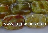 CNS672 15.5 inches 13*18mm rectangle green dragon serpentine jasper beads